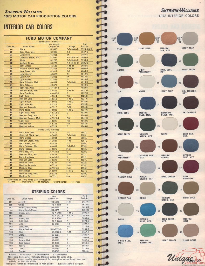 1973 Ford Paint Charts Williams 6
